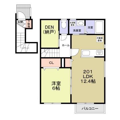 フォレストコート A棟(1SLDK/2階)の間取り写真