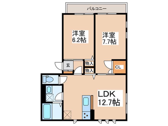 REVEUR HACHIMANYAMA(2LDK/3階)の間取り写真