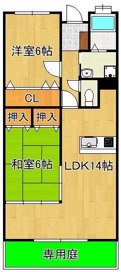 サンフレアー立屋敷(2LDK/2階)の間取り写真
