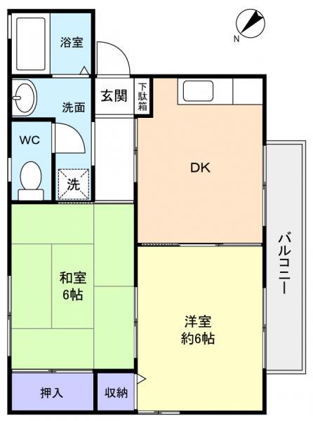 サンモールA(2DK/2階)の間取り写真