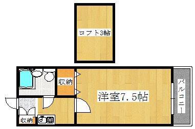 レオ西明石(1K/2階)の間取り写真