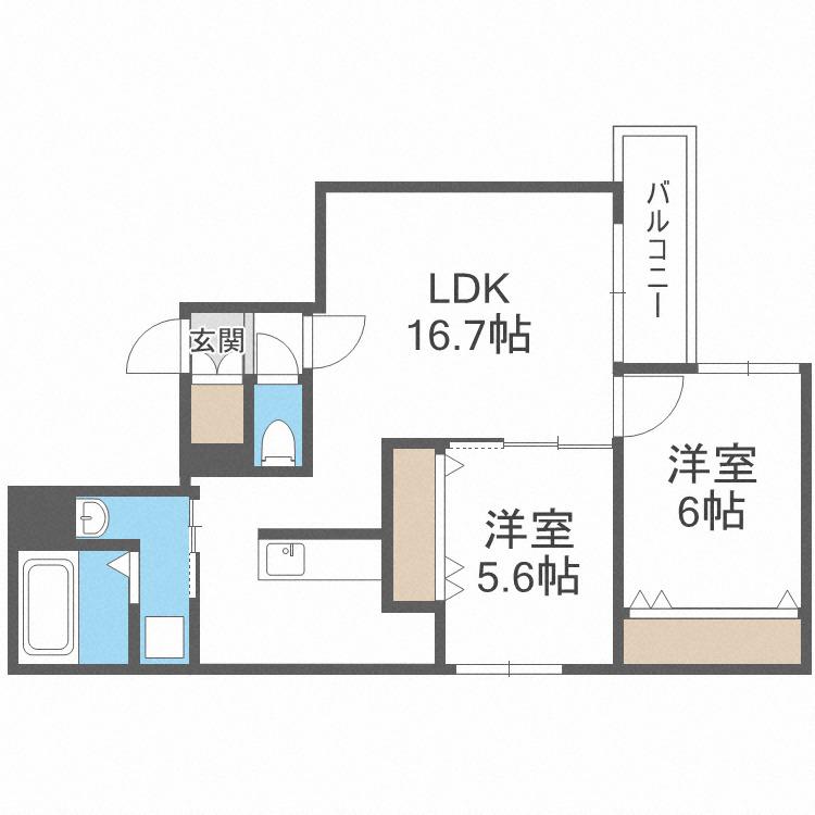OAKMONT(2LDK/2階)の間取り写真