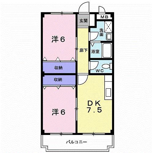 プラテアM(2DK/3階)の間取り写真