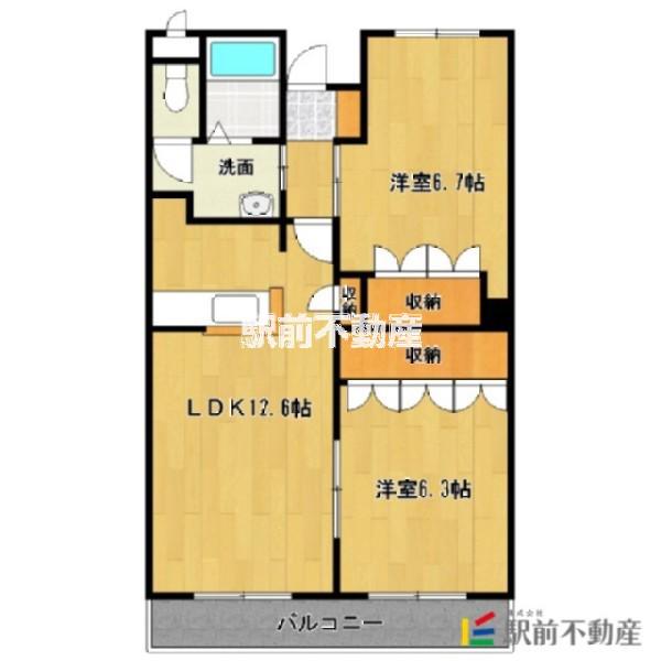 長浜ヒルズ(2LDK/2階)の間取り写真