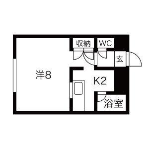 パンセ平岸(1K/3階)の間取り写真