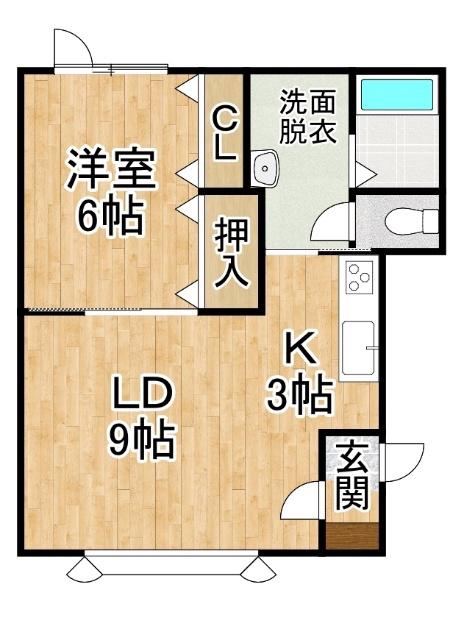 ベーネII(1LDK/2階)の間取り写真