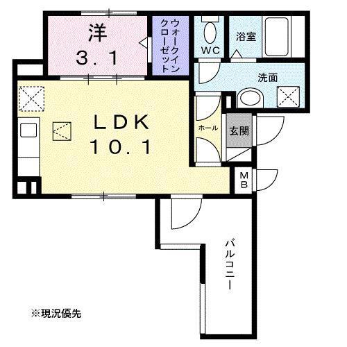 カーサ アヴァンツァーレ(1LDK/1階)の間取り写真