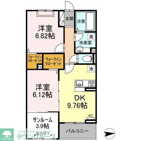 ARK BLISS六町(2SDK/1階)の間取り写真
