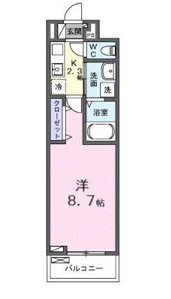 ヒカルサ西所沢ノース(1K/3階)の間取り写真