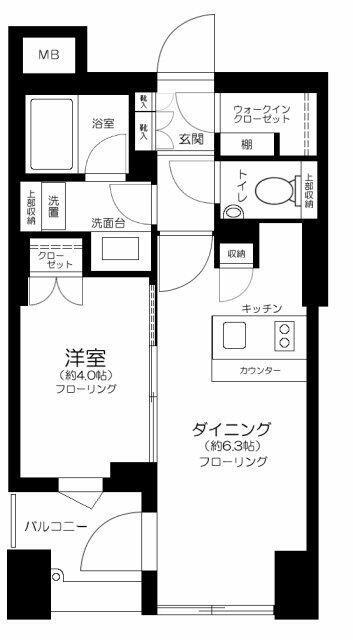 クオリア神南フラッツ(1DK/8階)の間取り写真