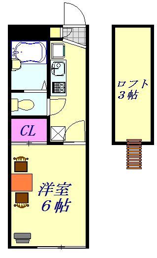 レオパレスレジデンス(1K/3階)の間取り写真
