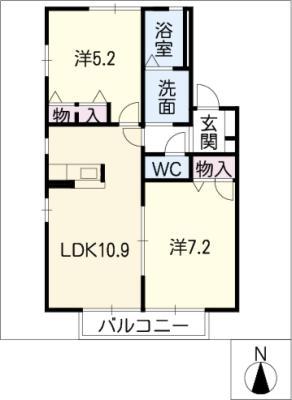 エクセル・E(2LDK/1階)の間取り写真