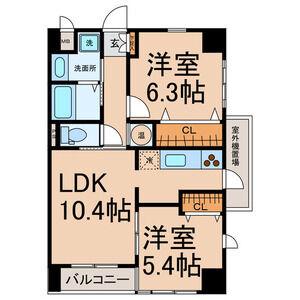 パテオはなの木(2LDK/3階)の間取り写真