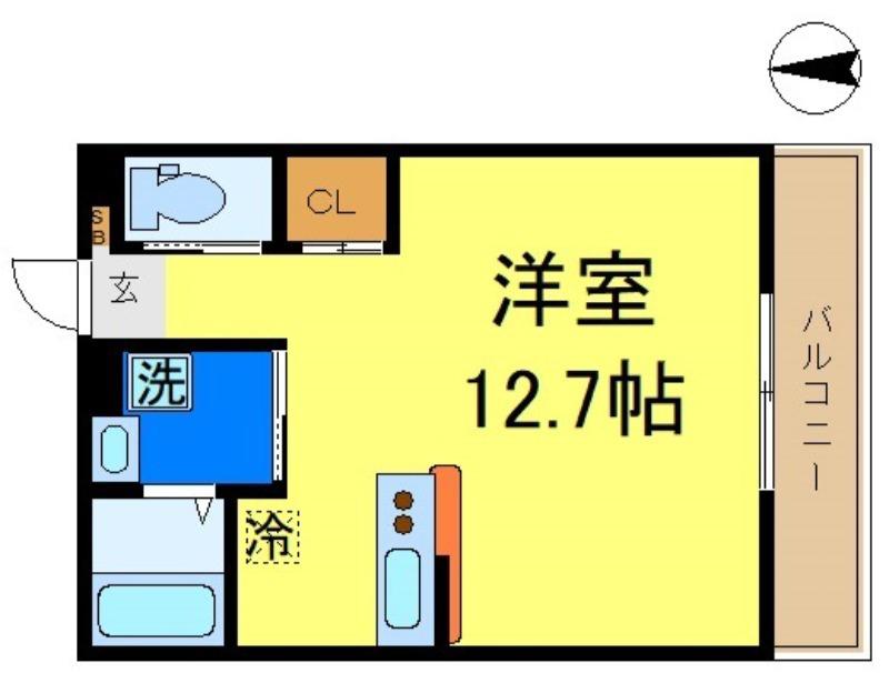 カーサ江戸川(ワンルーム/2階)の間取り写真