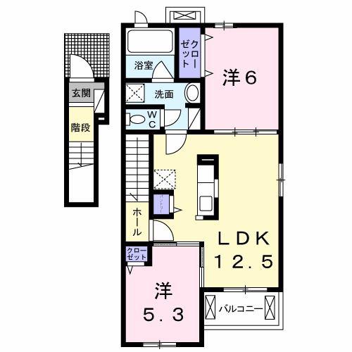 ホロンバイル(2LDK/2階)の間取り写真