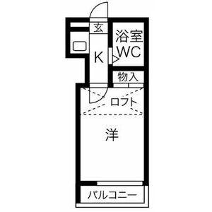 サザンクロス北内(1K/2階)の間取り写真