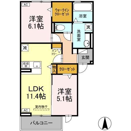 セレスティア江向(2LDK/3階)の間取り写真
