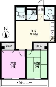 メゾンアルブル(2DK/3階)の間取り写真