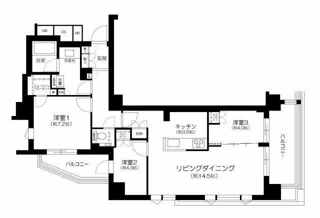 クレヴィア用賀(3LDK/3階)の間取り写真