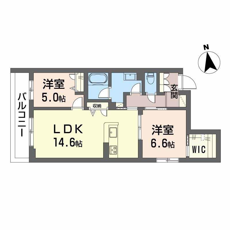 グランステラ鳳(2LDK/2階)の間取り写真