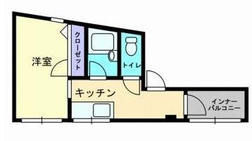 宮脇第15マンション(1K/2階)の間取り写真