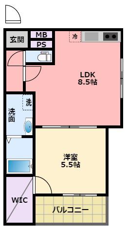 フジパレス西宮戎V番館(1K/2階)の間取り写真