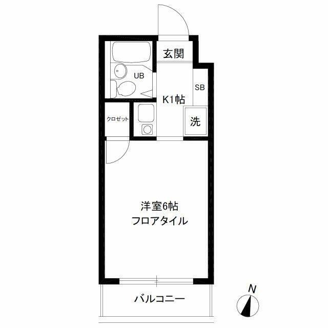 メイプルコート駒沢(1K/2階)の間取り写真