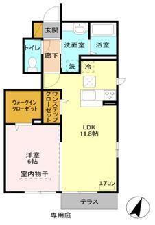 アマーレ Ⅱ(1LDK/1階)の間取り写真