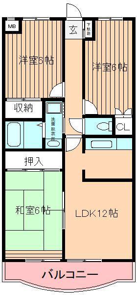 ウィーブ北町(3LDK/2階)の間取り写真