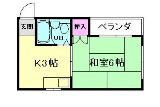 サニーハイツ(1K/2階)の間取り写真