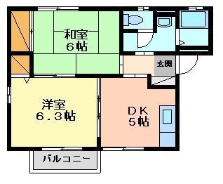 ピアハウス(2DK/2階)の間取り写真