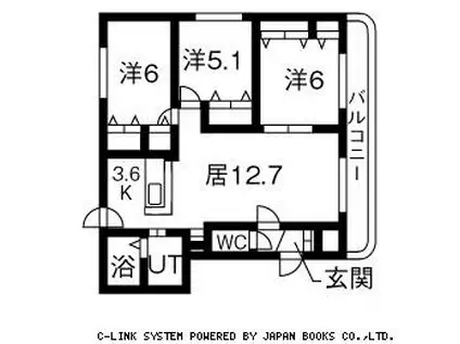 MAEKAWA MANSIONII(2LDK/4階)の間取り写真
