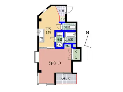 サンシャイン大東(1DK/1階)の間取り写真