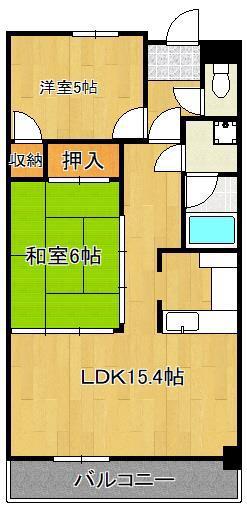ビバリーぽーと(2LDK/6階)の間取り写真