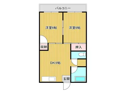 SHERRY 垢田南(2DK/2階)の間取り写真