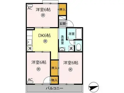 セジュールHAYASHI B棟(3DK/2階)の間取り写真