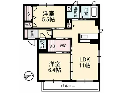 富士ハイツB(2LDK/1階)の間取り写真