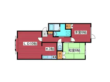 地下鉄東豊線 福住駅 徒歩6分 2階建 築30年(2LDK/1階)の間取り写真