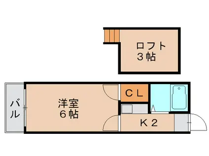 ベルハイム吉塚(1K/1階)の間取り写真