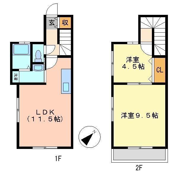 八朔ハウス(2LDK/1階)の間取り写真
