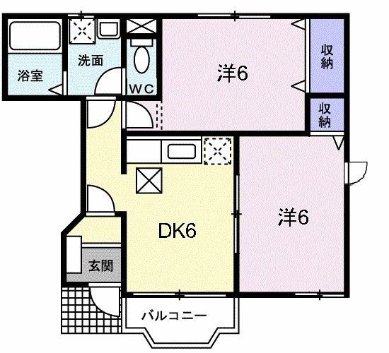 ブライトノース(2DK/1階)の間取り写真