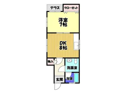 F-RESIDENCE富田林(1DK/1階)の間取り写真