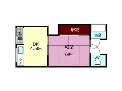 生駒ハウス(1DK/1階)の間取り写真