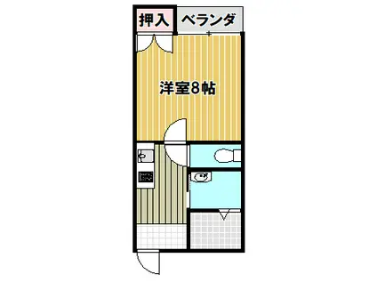 ピュアナカヌキ(1K/2階)の間取り写真