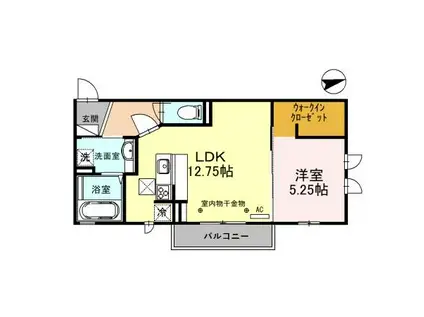 ウィステリア藤ノ花(1LDK/1階)の間取り写真