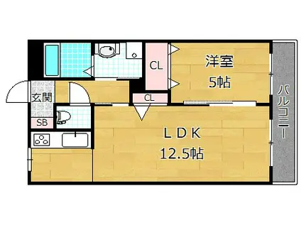MEZON・DO・ANGE(1LDK/1階)の間取り写真