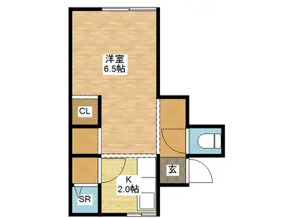 西小島ベルレ(1K/2階)の間取り写真
