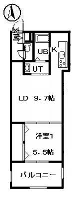 リヴェール山鼻(1LDK/5階)の間取り写真