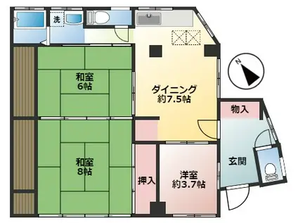 カリフォルニアリバー(3DK/1階)の間取り写真