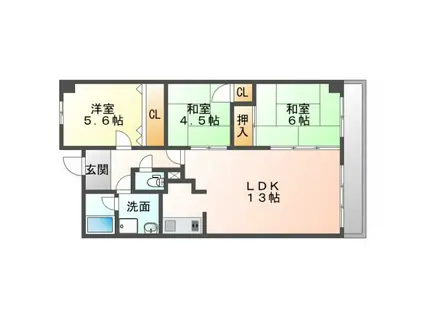 エミネンス辻本II(3LDK/4階)の間取り写真